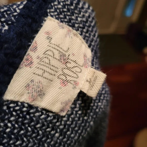 Hippie Rose Navy Blue & White Aztec Hooded Cardigan Sweater, Size Large - Picture 8 of 9